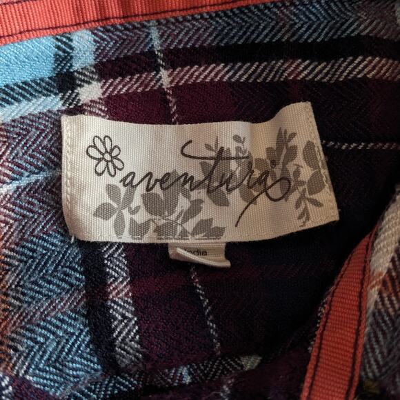 Aventura Knit Plaid Maroon Blue Knit Button Up XL - Picture 5 of 8